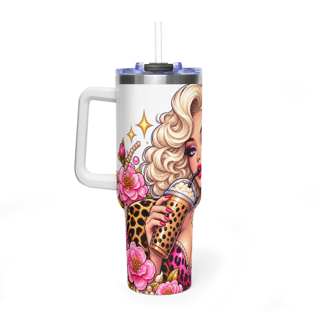 40oz Glam Pin-Up Tumbler — Retro Blonde Beauty Design