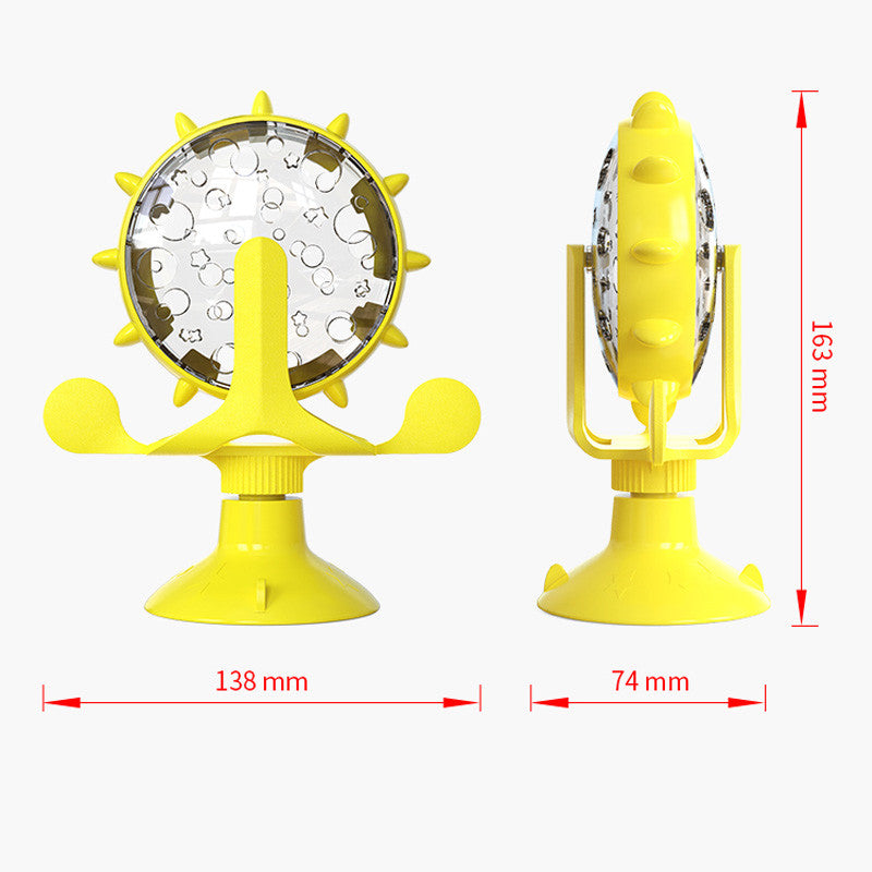 Interactive Cat Toy with Food Dispenser – 360° Spinning Windmill with Suction Cup