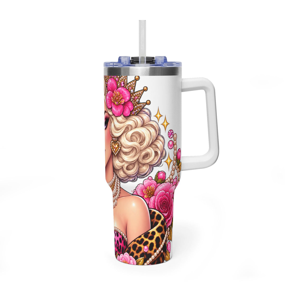40oz Glam Pin-Up Tumbler — Retro Blonde Beauty Design