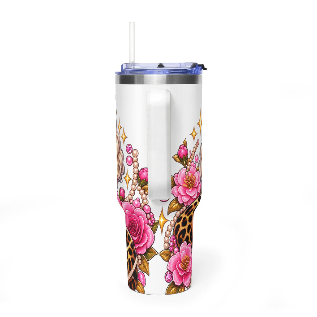 40oz Glam Pin-Up Tumbler — Retro Blonde Beauty Design