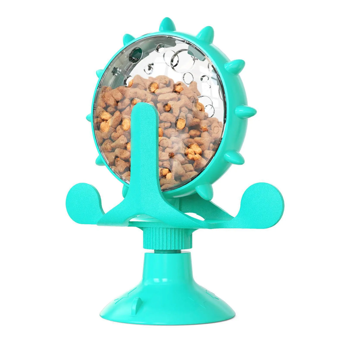 Interactive Cat Toy with Food Dispenser – 360° Spinning Windmill with Suction Cup