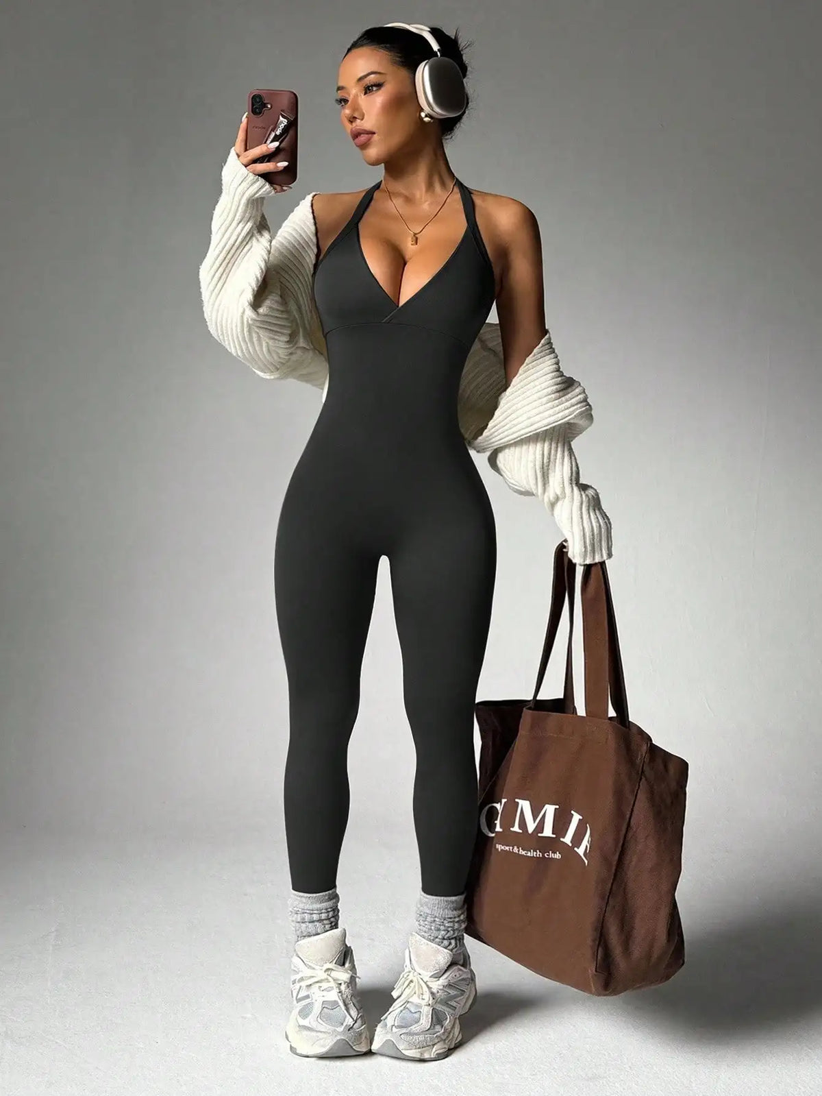 ShapeLift Seamless Sculpting Jumpsuit — V-Neck, Open Back