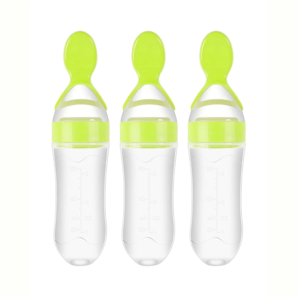 90ml/3oz Baby Silicone Spoon Feeder,Rice Paste Silicone Bottle,Squeeze Food Feeder for Infant-Perfect for Outside and Home