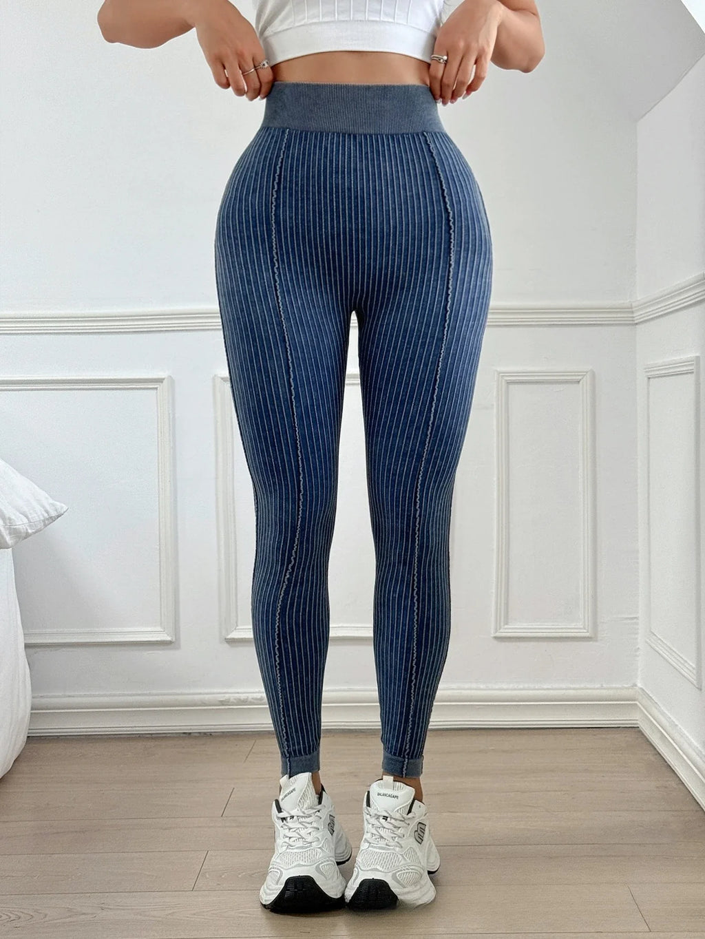High Waist Ribbed Leggings — Tummy Control & Hip-Lift Design