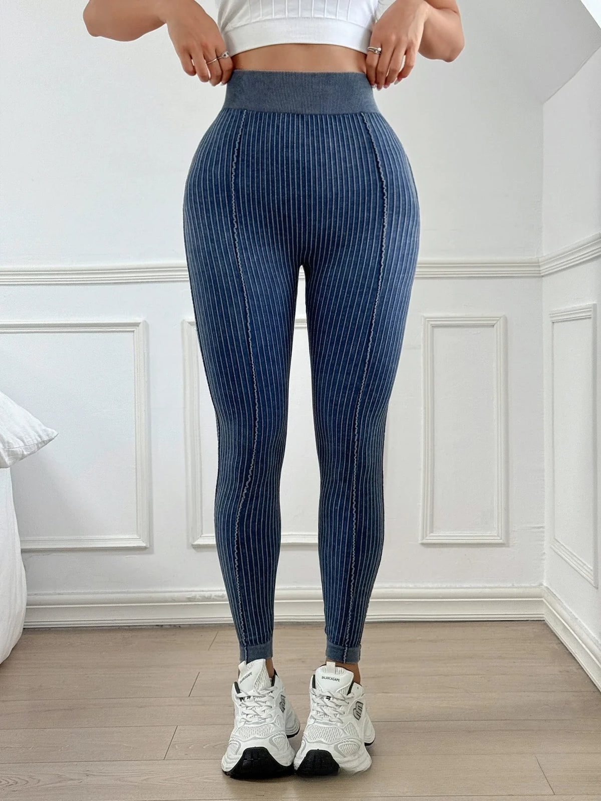 High Waist Ribbed Leggings — Tummy Control & Hip-Lift Design