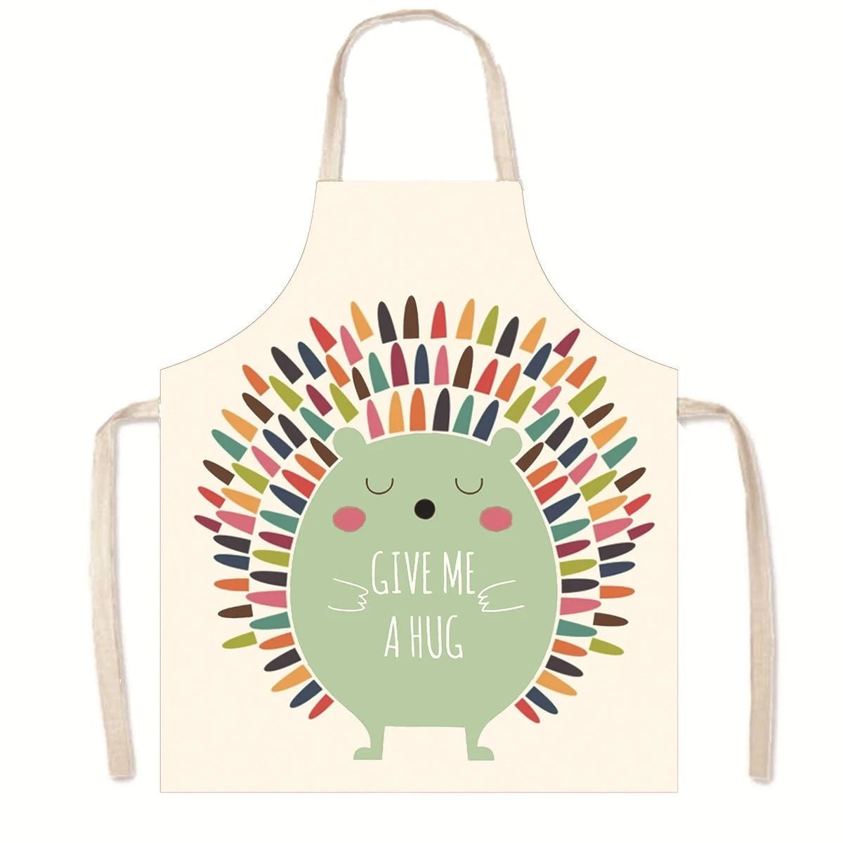 Household Green Series Christmas Dog Linen Apron Used In Kitchen