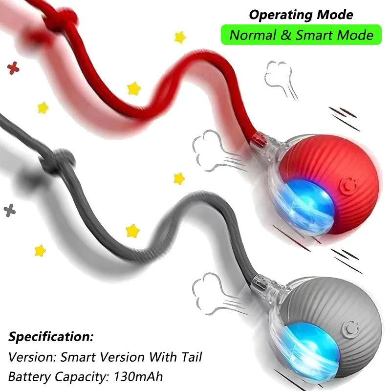 Cat Interactive Ball Toy Automatic Rolling Ball Faux Tail Rechargeable Smart Pet Electric Toy