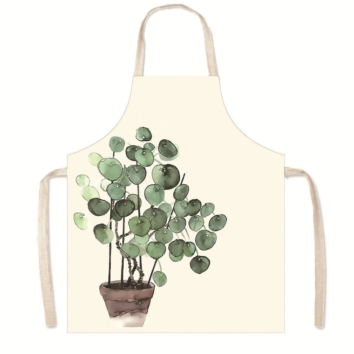 Household Green Series Christmas Dog Linen Apron Used In Kitchen