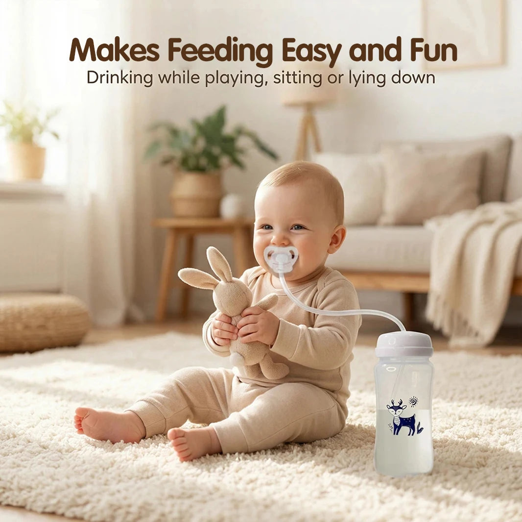 3-in-1 Hands-Free 300ML Wide-neck Baby Bottle,Milk Storage Bottle,Pacifier,Multi-Function Anti-Drop Gravity Ball Feeding Bottle