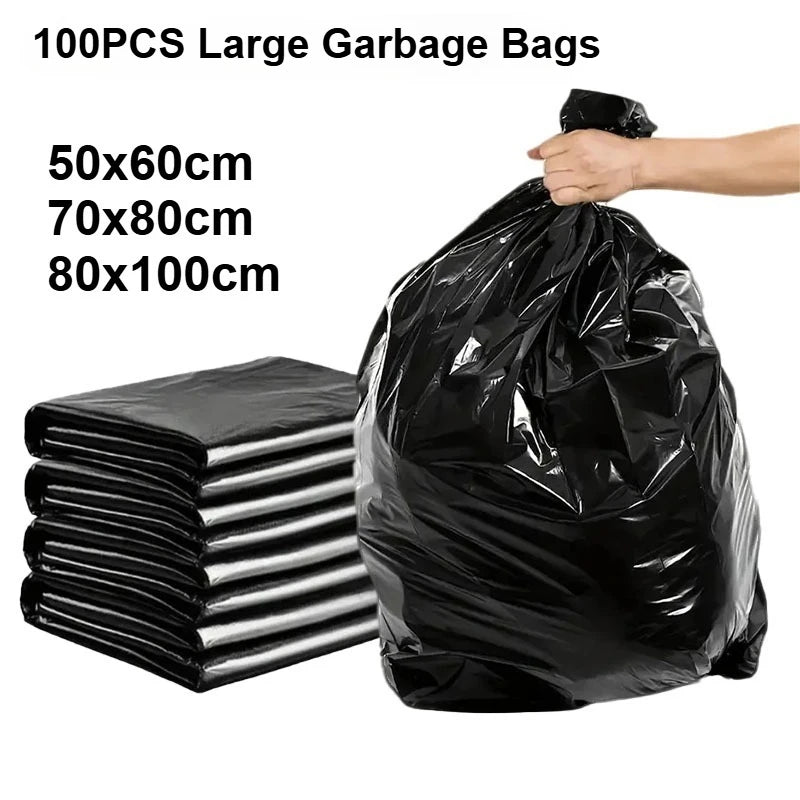20/50/100PCS Thickened Black Large Capacity Garbage Bags Kitchen Hotel Cleaning Oversized Disposable Trash Bag