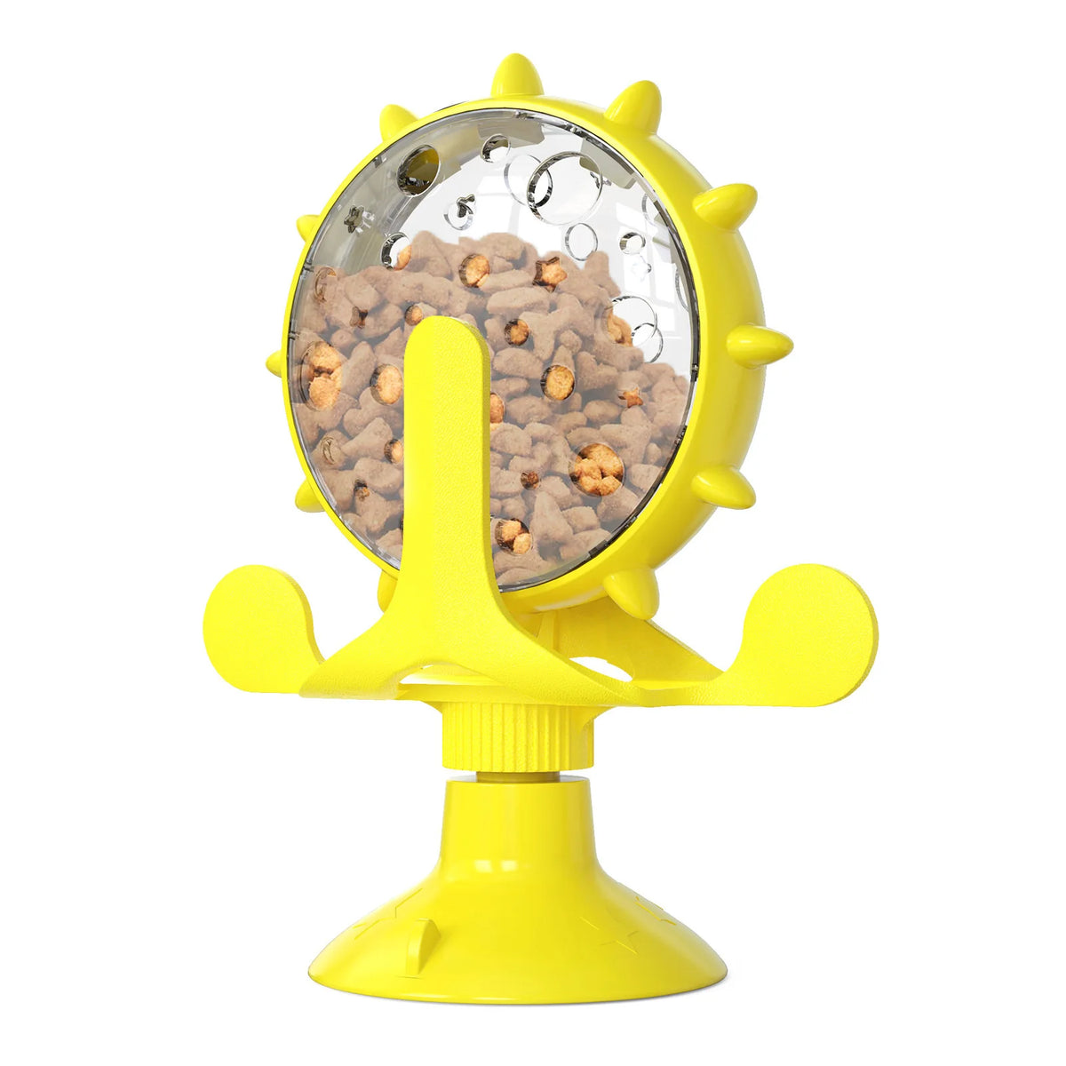 Interactive Cat Toy with Food Dispenser – 360° Spinning Windmill with Suction Cup