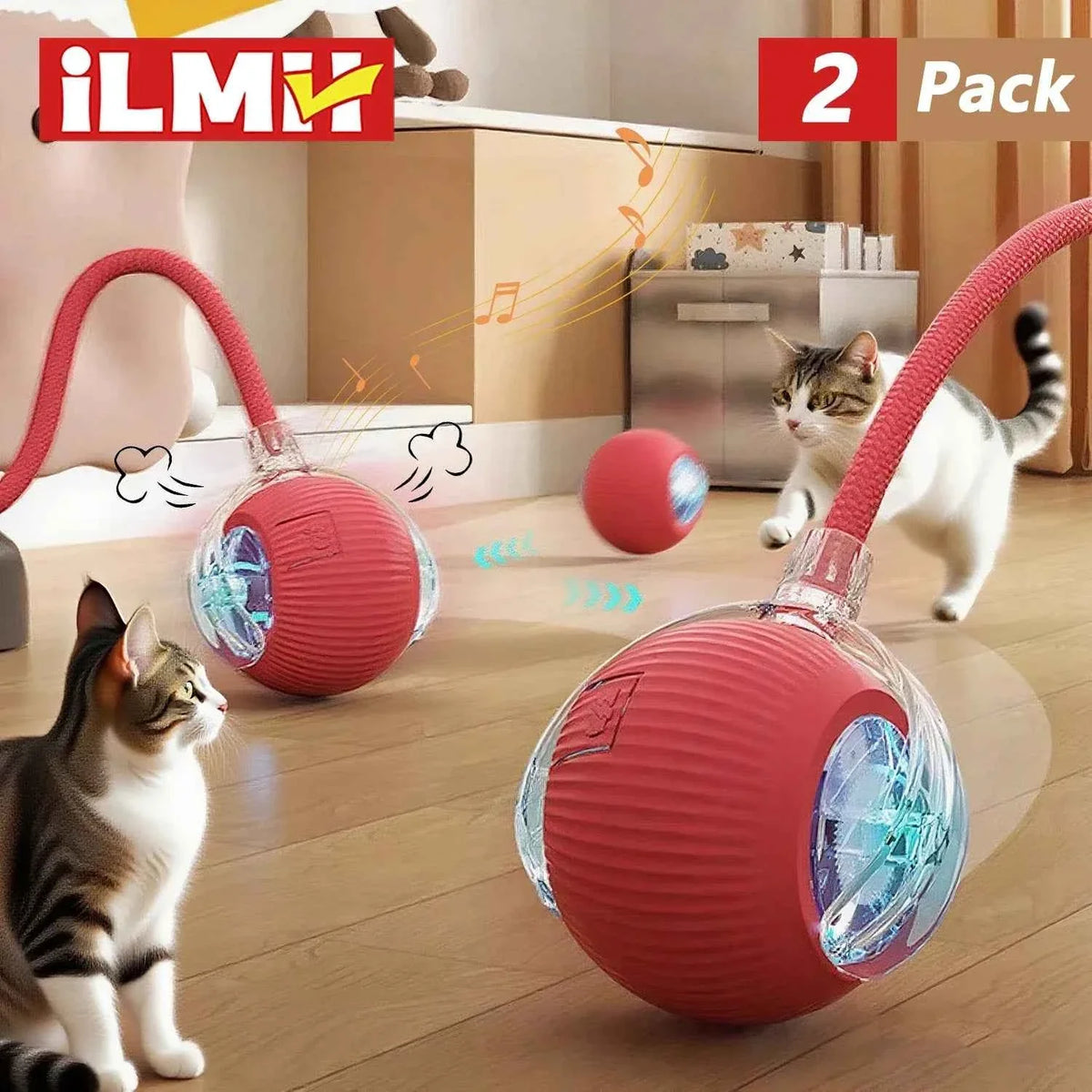 Cat Interactive Ball Toy Automatic Rolling Ball Faux Tail Rechargeable Smart Pet Electric Toy