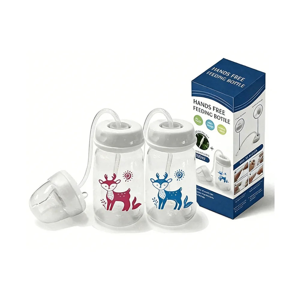 1pc Leak-Proof Hands-Free Bottle for Lying Feeding, Food-Grade PP Easy Clean, Anti-Choke, Baby Drinks Sitting or Lying