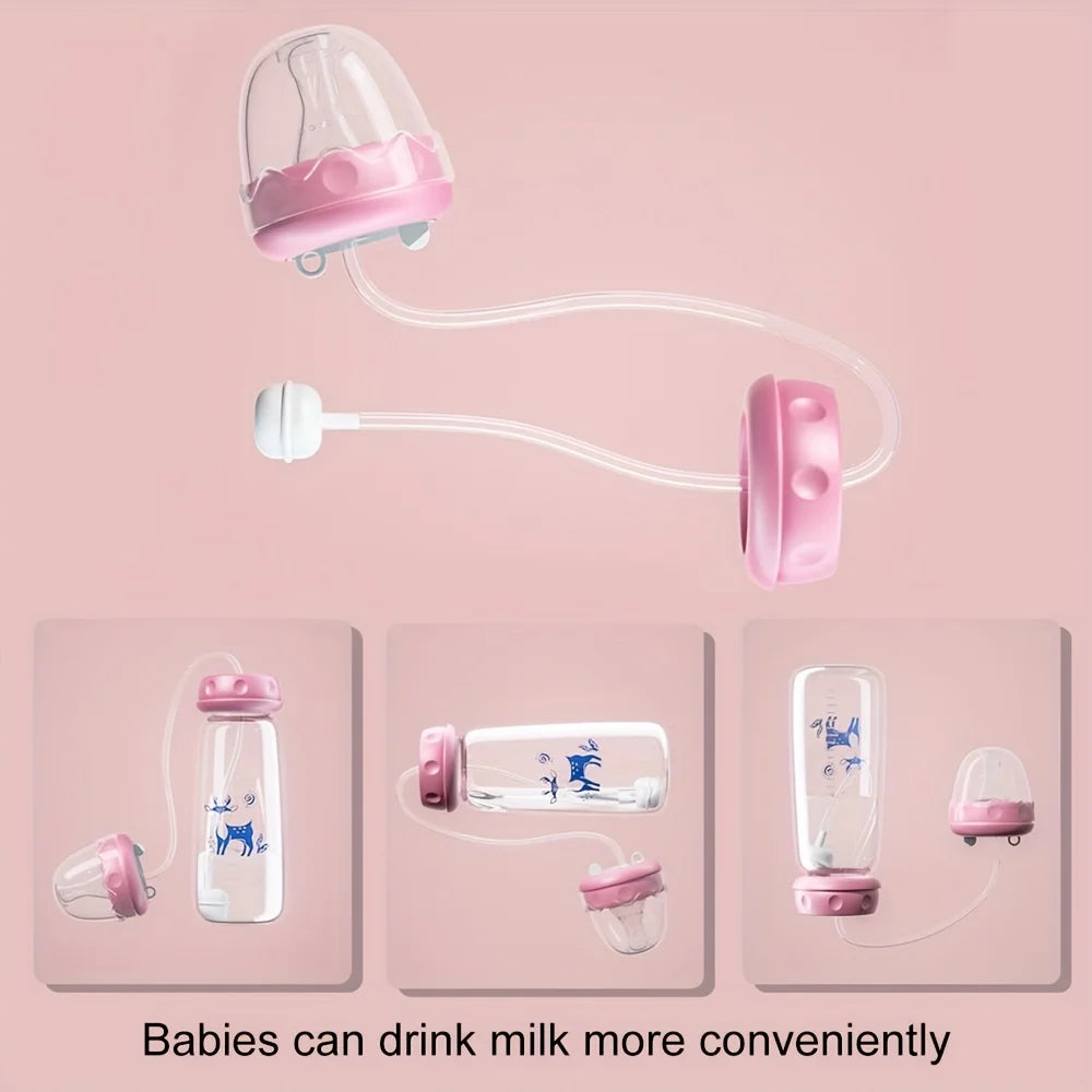 1pc Leak-Proof Hands-Free Bottle for Lying Feeding, Food-Grade PP Easy Clean, Anti-Choke, Baby Drinks Sitting or Lying
