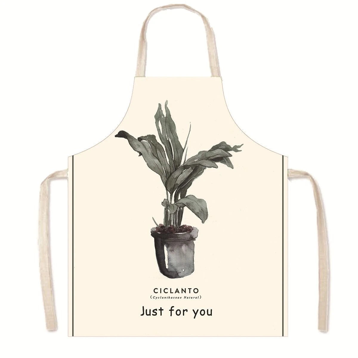 Household Green Series Christmas Dog Linen Apron Used In Kitchen