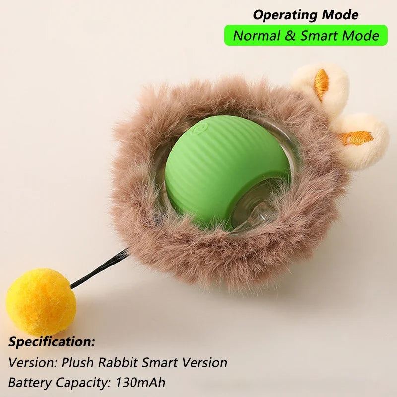 Cat Interactive Ball Toy Automatic Rolling Ball Faux Tail Rechargeable Smart Pet Electric Toy