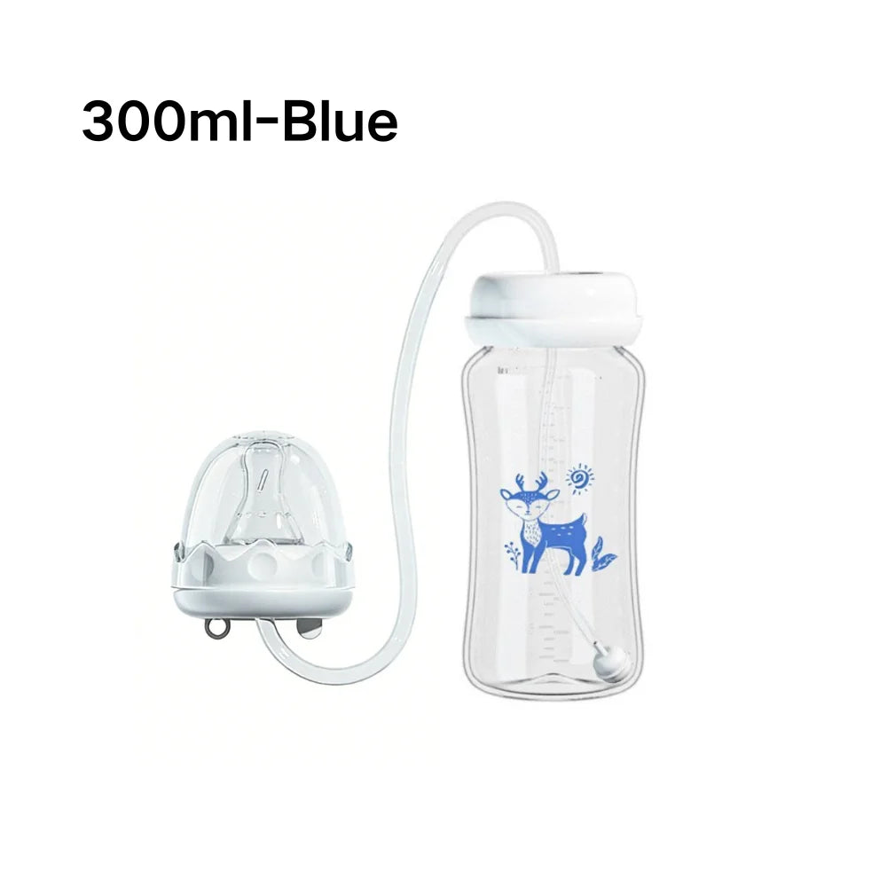 1pc Leak-Proof Hands-Free Bottle for Lying Feeding, Food-Grade PP Easy Clean, Anti-Choke, Baby Drinks Sitting or Lying