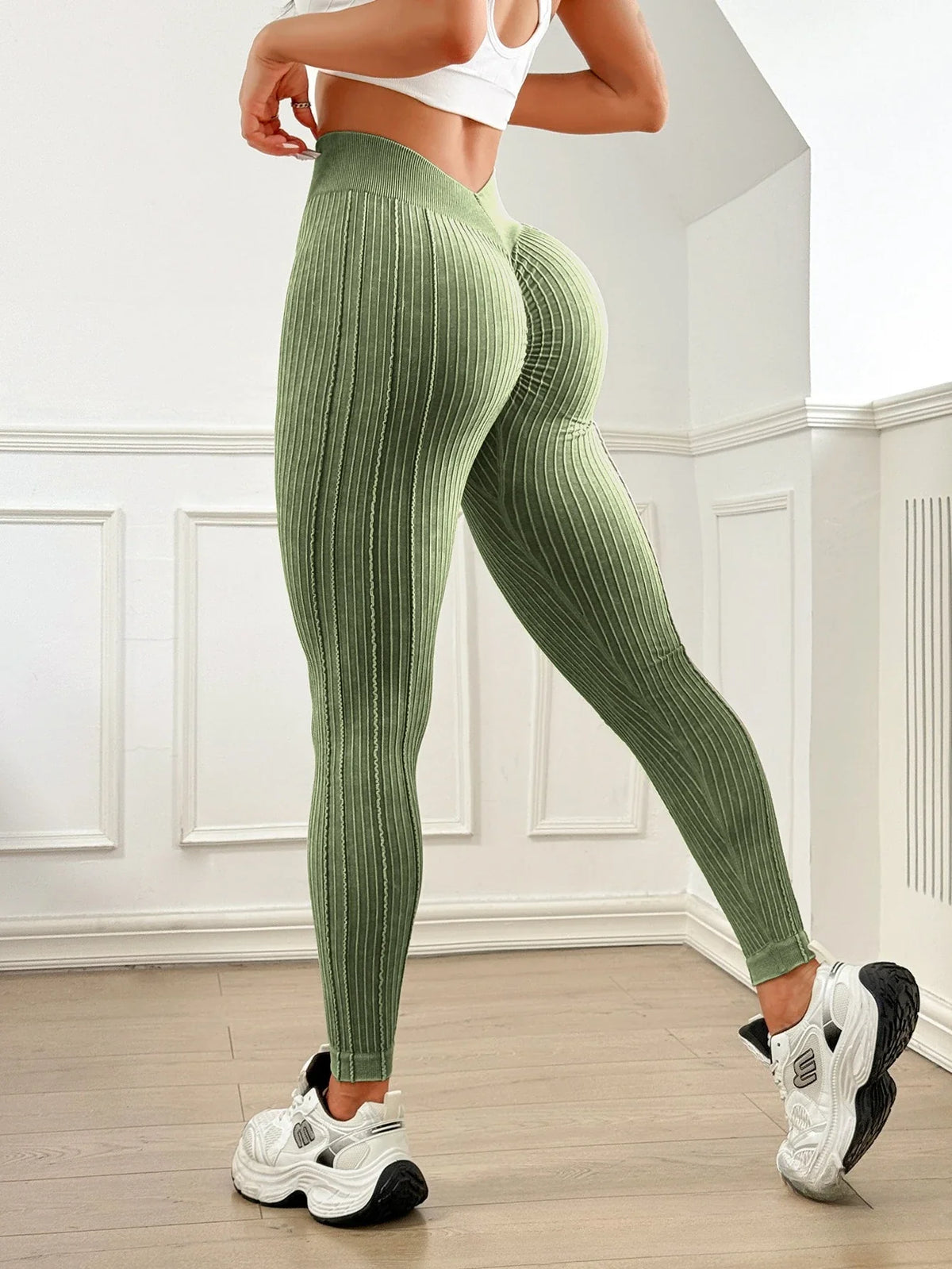 High Waist Ribbed Leggings — Tummy Control & Hip-Lift Design
