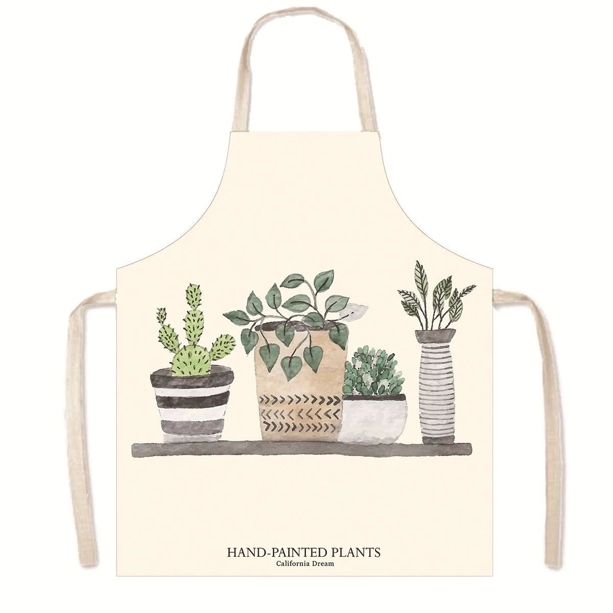 Household Green Series Christmas Dog Linen Apron Used In Kitchen