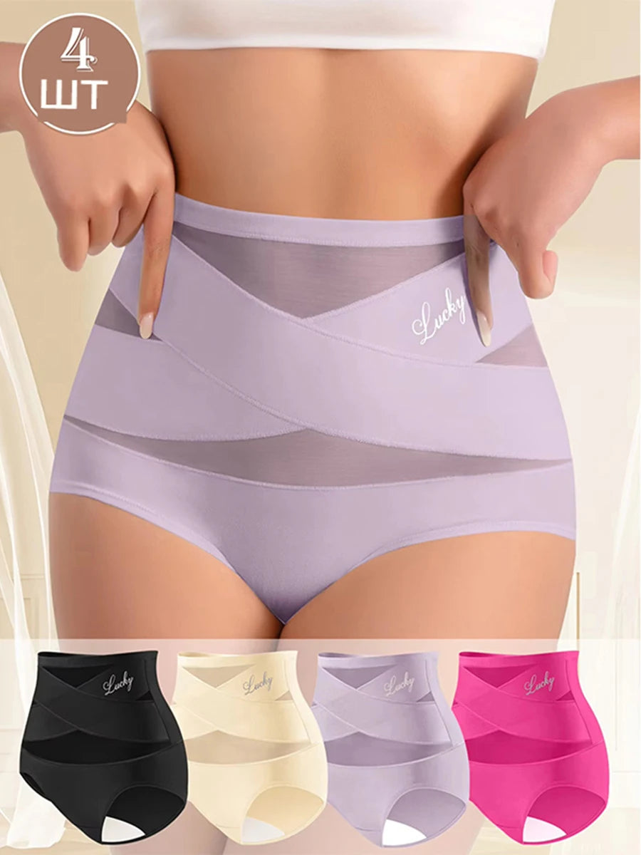 Sfrcord® Plus-Size High-Waist Cross Tummy Control Panties