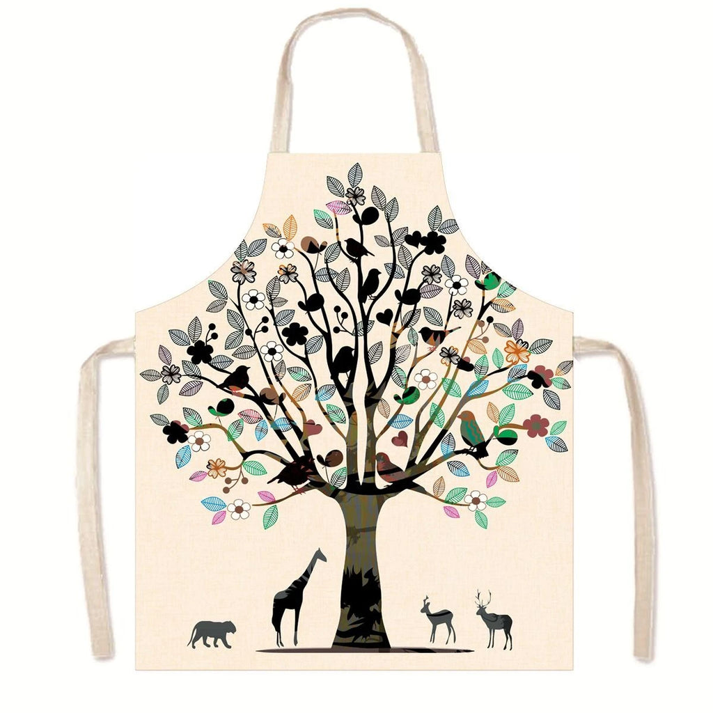 Household Green Series Christmas Dog Linen Apron Used In Kitchen