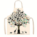 Household Green Series Christmas Dog Linen Apron Used In Kitchen