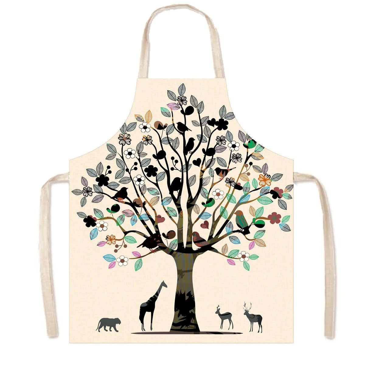 Household Green Series Christmas Dog Linen Apron Used In Kitchen