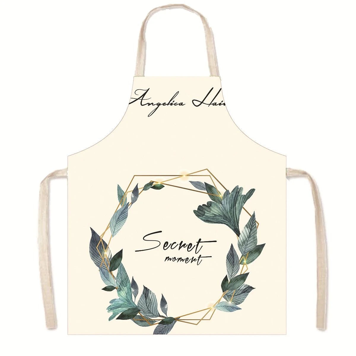Household Green Series Christmas Dog Linen Apron Used In Kitchen