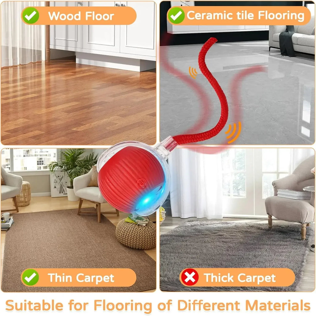 Cat Interactive Ball Toy Automatic Rolling Ball Faux Tail Rechargeable Smart Pet Electric Toy