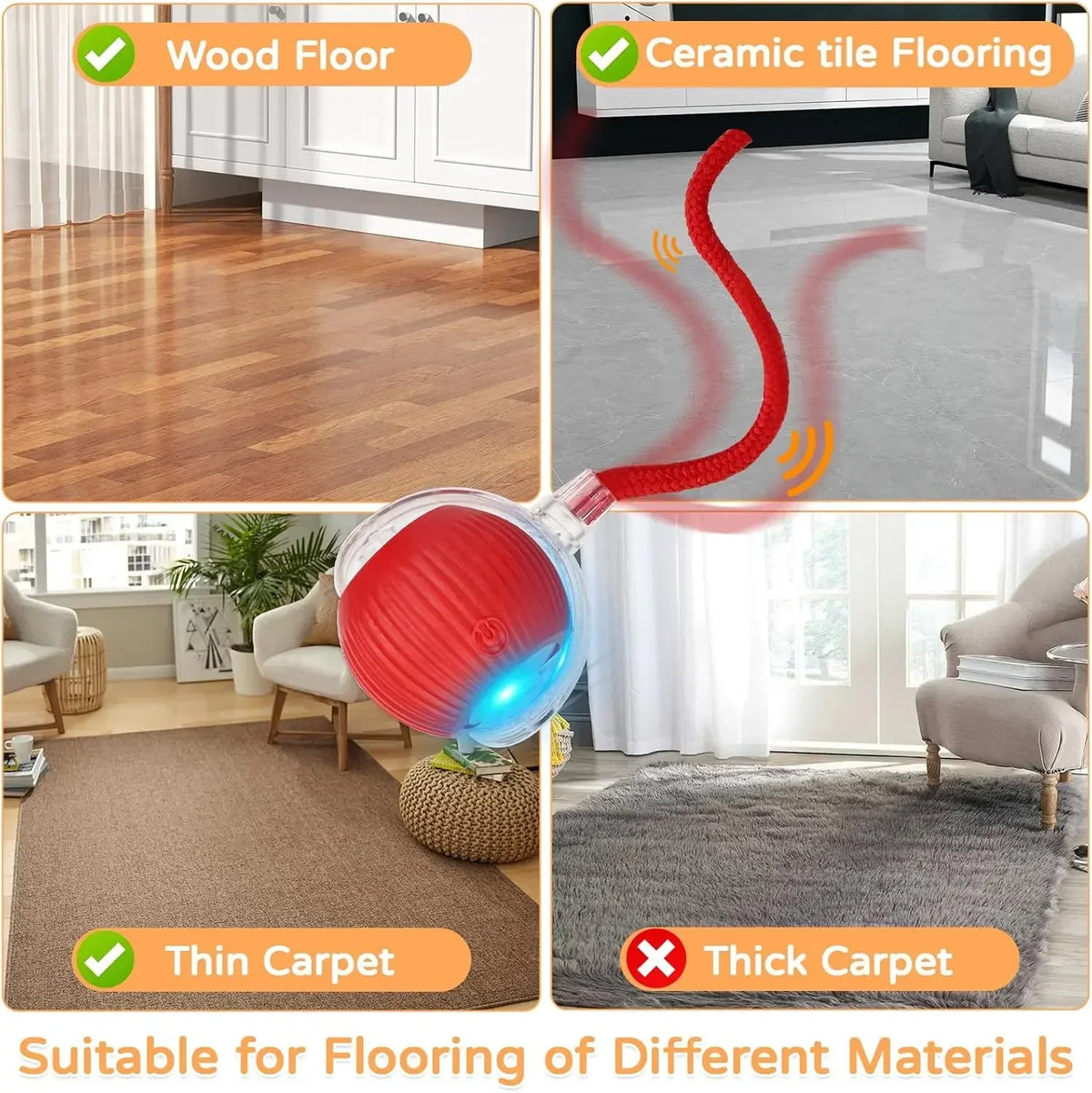 Cat Interactive Ball Toy Automatic Rolling Ball Faux Tail Rechargeable Smart Pet Electric Toy