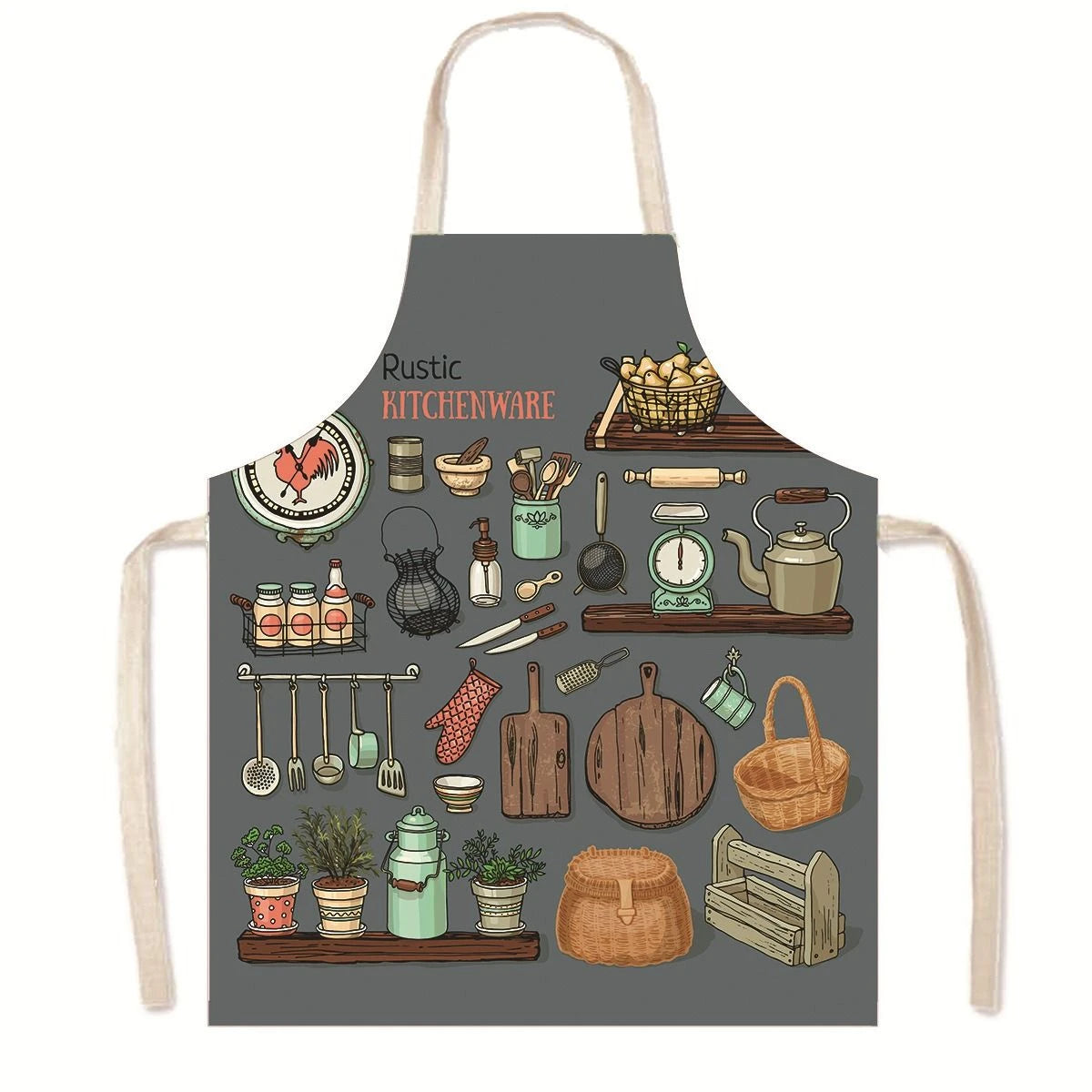 Household Green Series Christmas Dog Linen Apron Used In Kitchen
