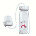 8oz/240ml Normal-Neck Baby Bottle with Straw Brush,Hands-Free PP Feeding Bottle Set-Makes Feeding Easy
