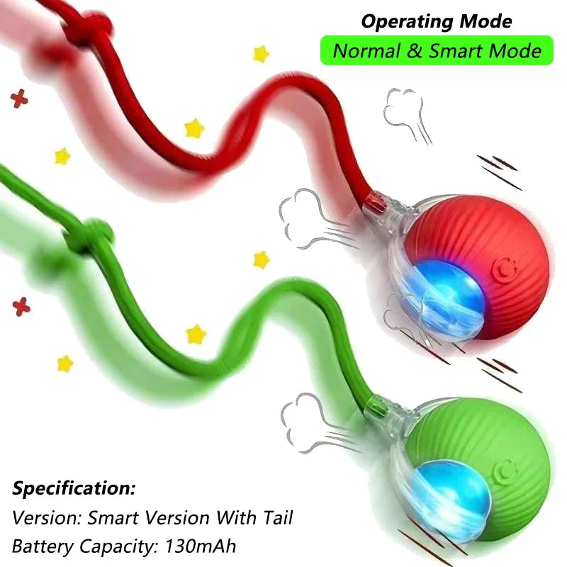 Cat Interactive Ball Toy Automatic Rolling Ball Faux Tail Rechargeable Smart Pet Electric Toy