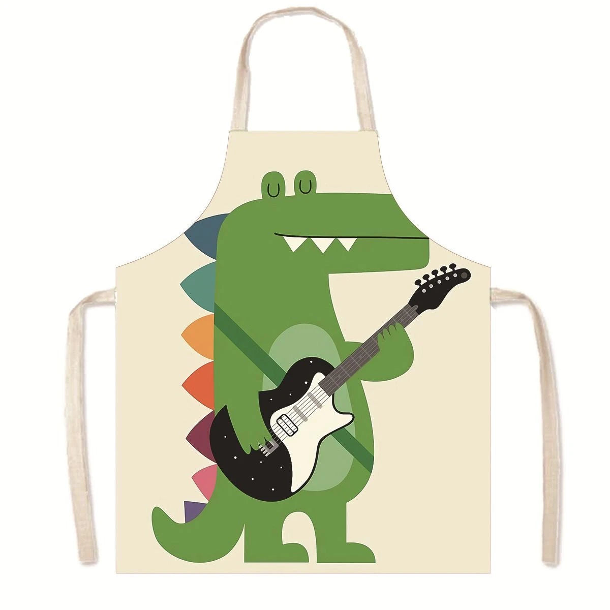 Household Green Series Christmas Dog Linen Apron Used In Kitchen