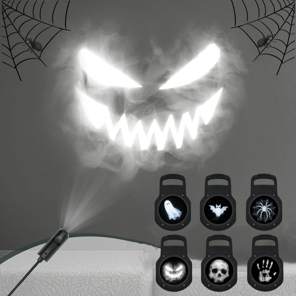 USB Halloween Ghost & Skull Projector Light | LED Switchable Pattern Night Lamp for Room, Ceiling & Window Décor