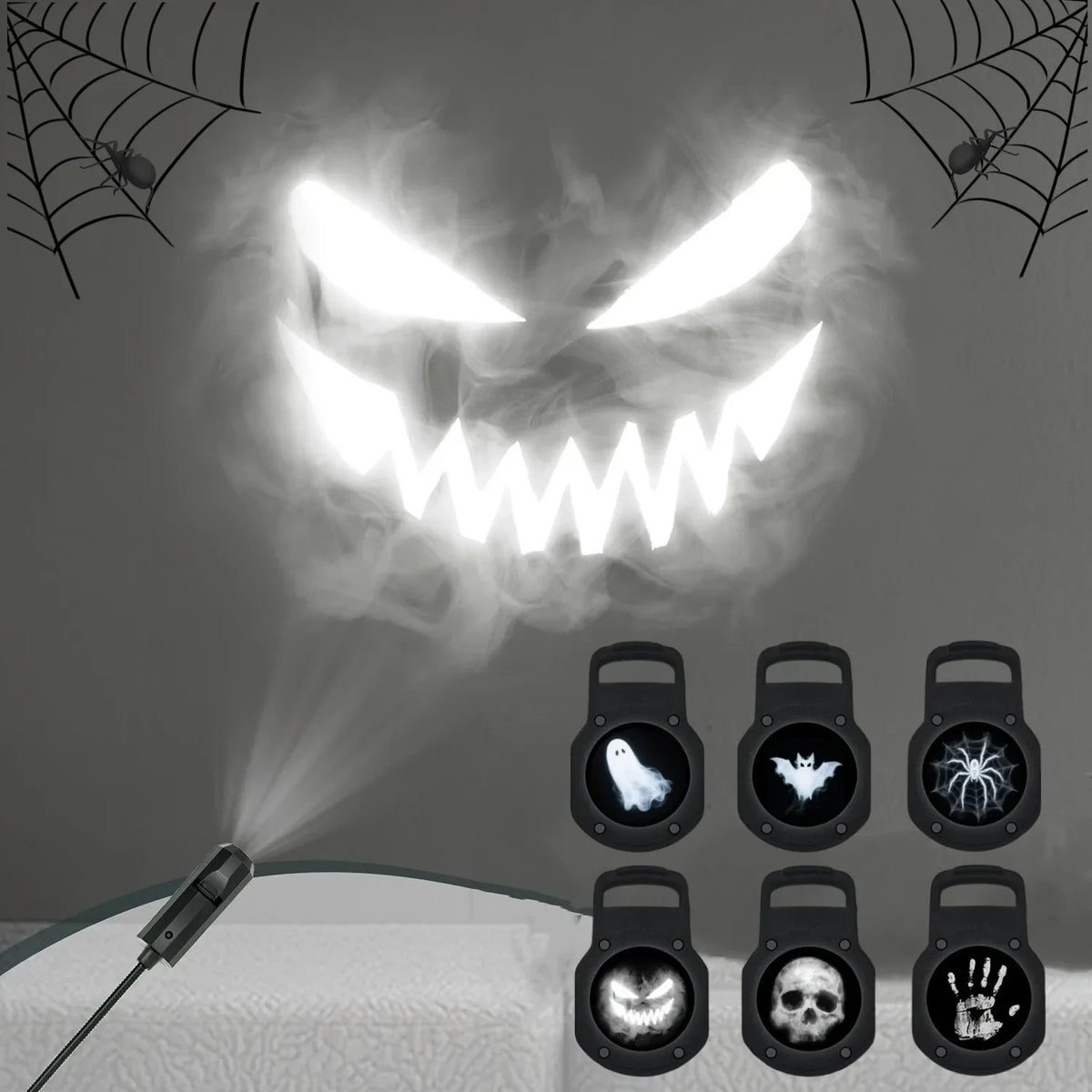 USB Halloween Ghost & Skull Projector Light | LED Switchable Pattern Night Lamp for Room, Ceiling & Window Décor