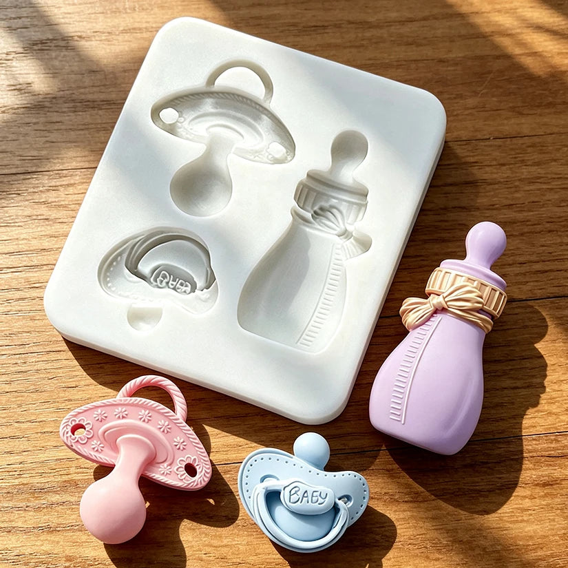Baby Pacifier Feeding Bottle Silicone Sugarcraft Mold Resin Tools Cupcake Baking Mould Fondant Cake Decorating Tools