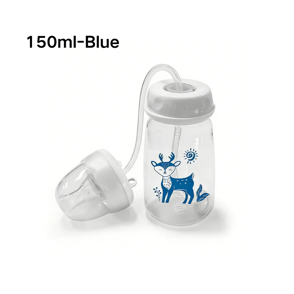 1pc Leak-Proof Hands-Free Bottle for Lying Feeding, Food-Grade PP Easy Clean, Anti-Choke, Baby Drinks Sitting or Lying