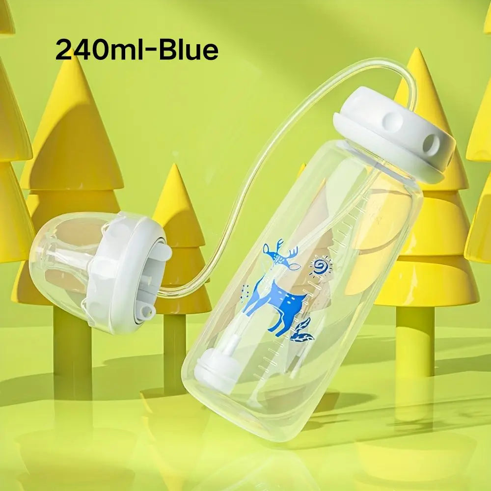 1pc Leak-Proof Hands-Free Bottle for Lying Feeding, Food-Grade PP Easy Clean, Anti-Choke, Baby Drinks Sitting or Lying