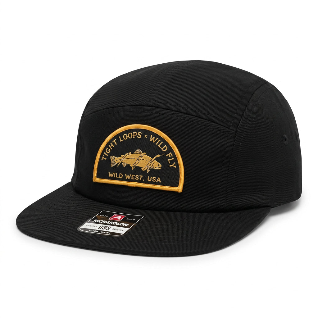 Wild West 5-Panel Camp Hat — Adjustable Fit, Embroidered Logo