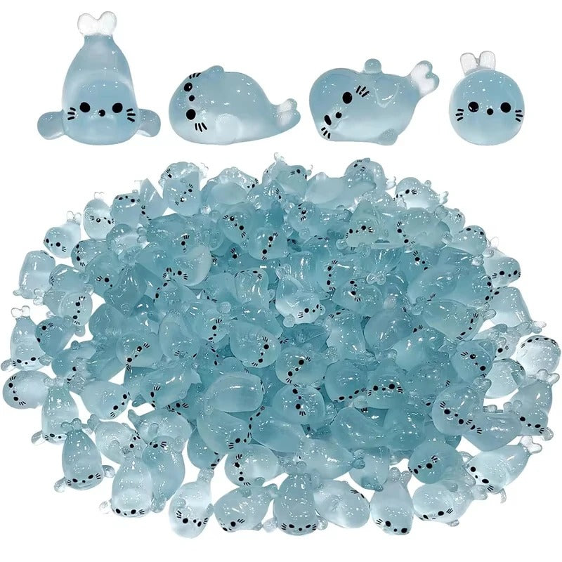 Glow-in-the-Dark Mini Seal Figurines (20-Piece Set)