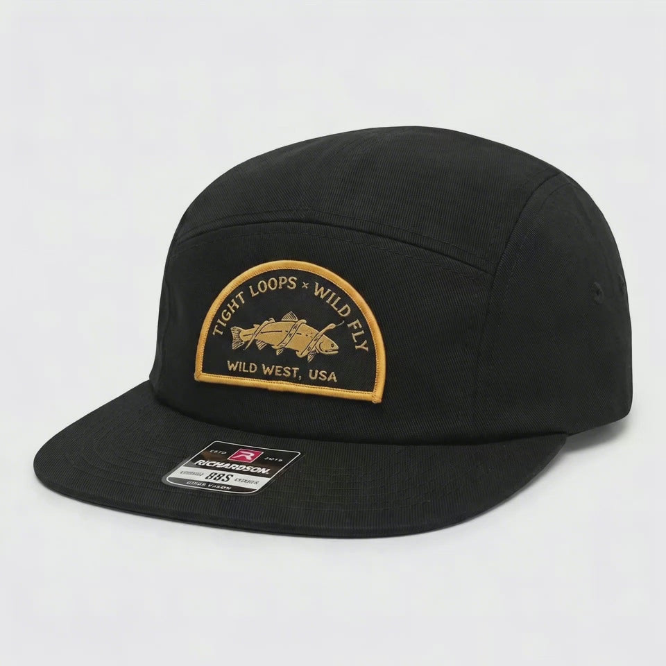 Wild West 5-Panel Camp Hat — Adjustable Fit, Embroidered Logo