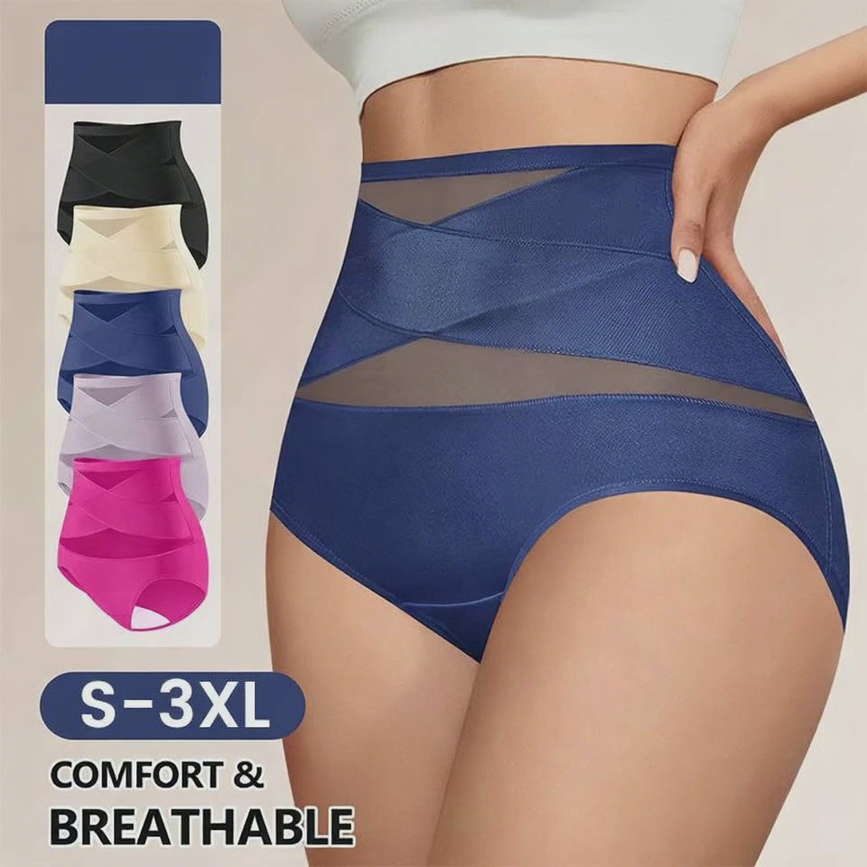 Sfrcord® Plus-Size High-Waist Cross Tummy Control Panties