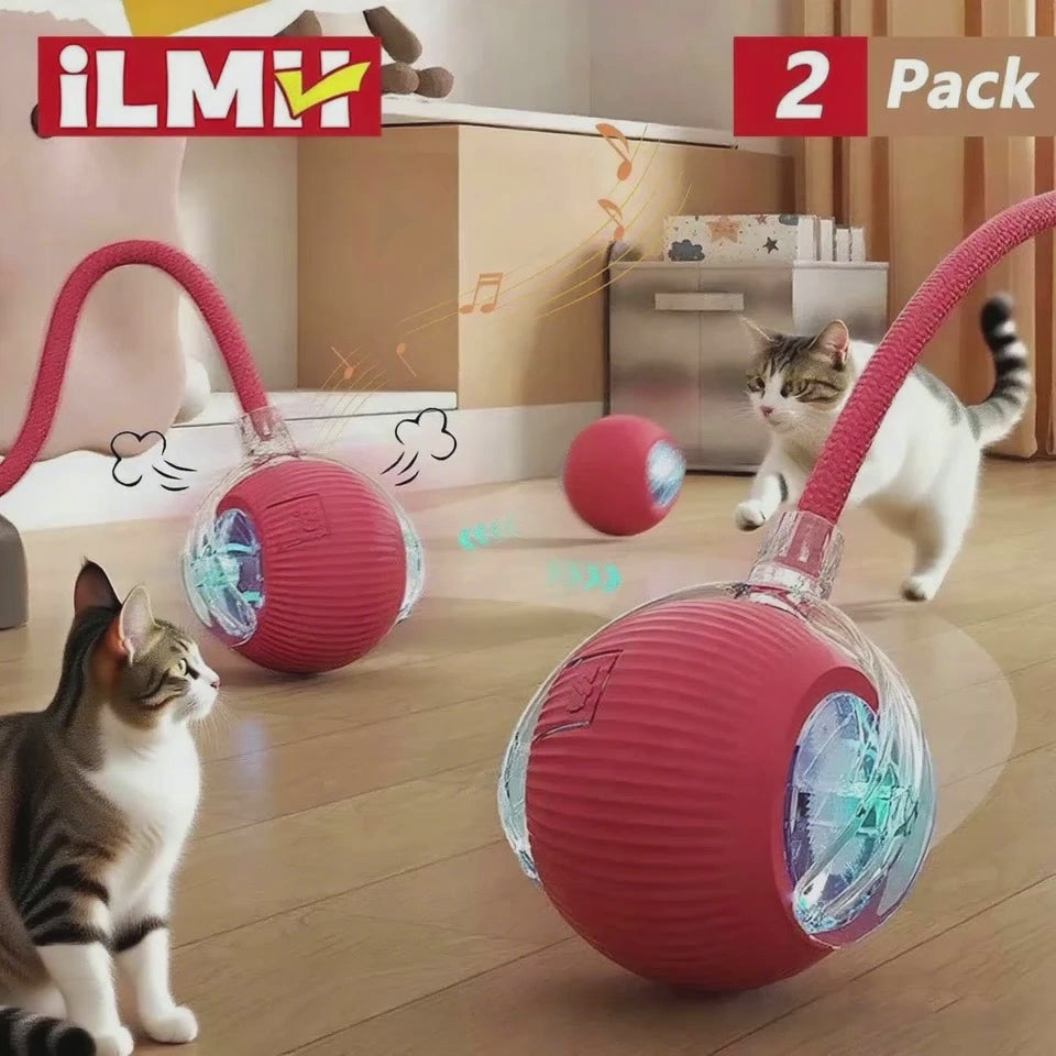 Cat Interactive Ball Toy Automatic Rolling Ball Faux Tail Rechargeable Smart Pet Electric Toy